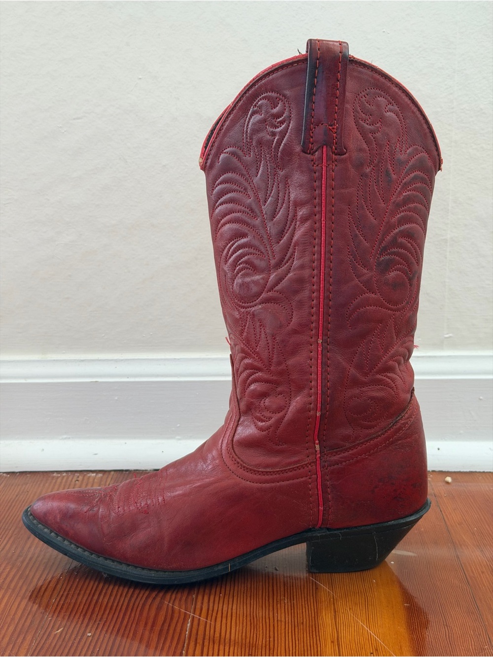 Red Leather Western Cowboy Boot